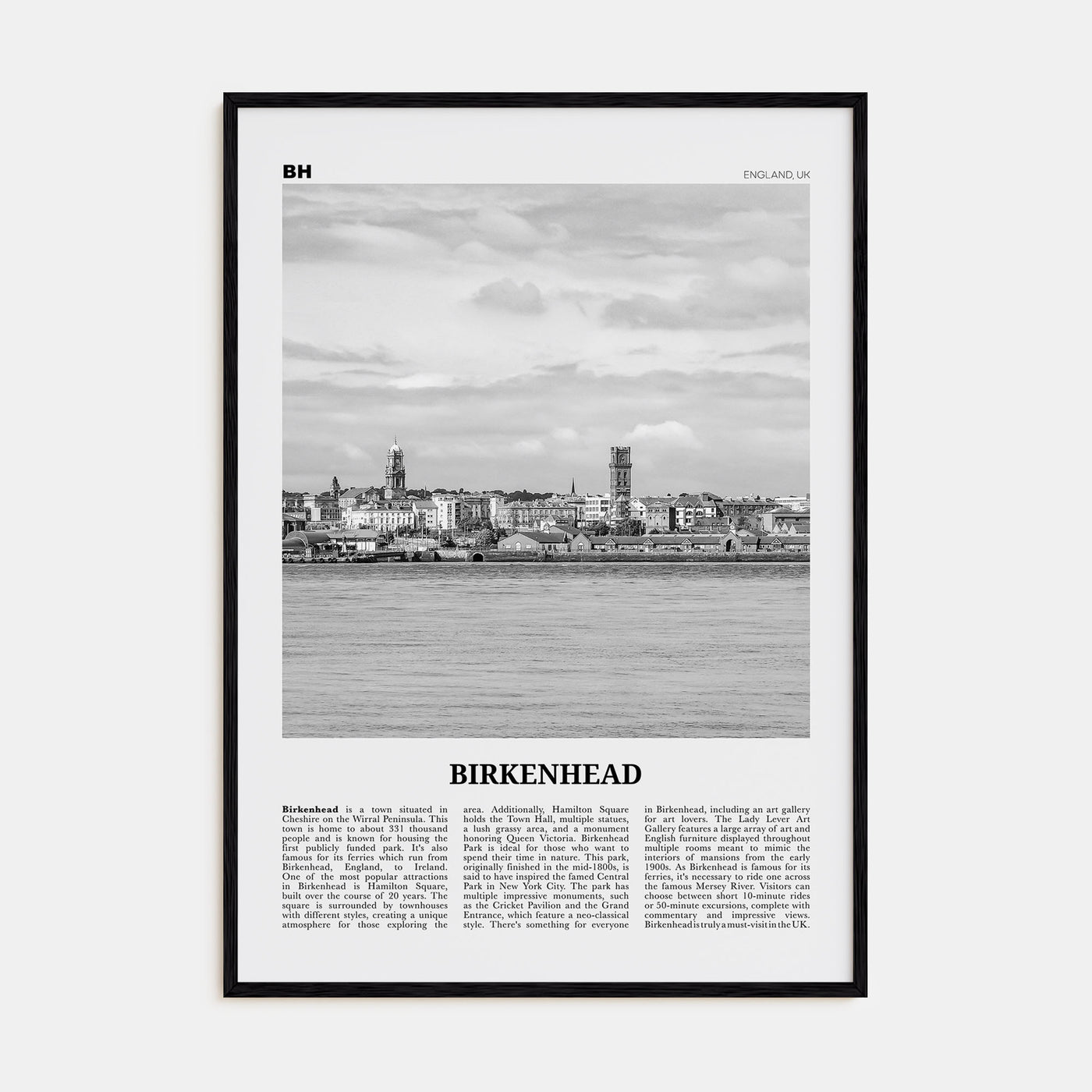 Birkenhead Travel B&W Poster
