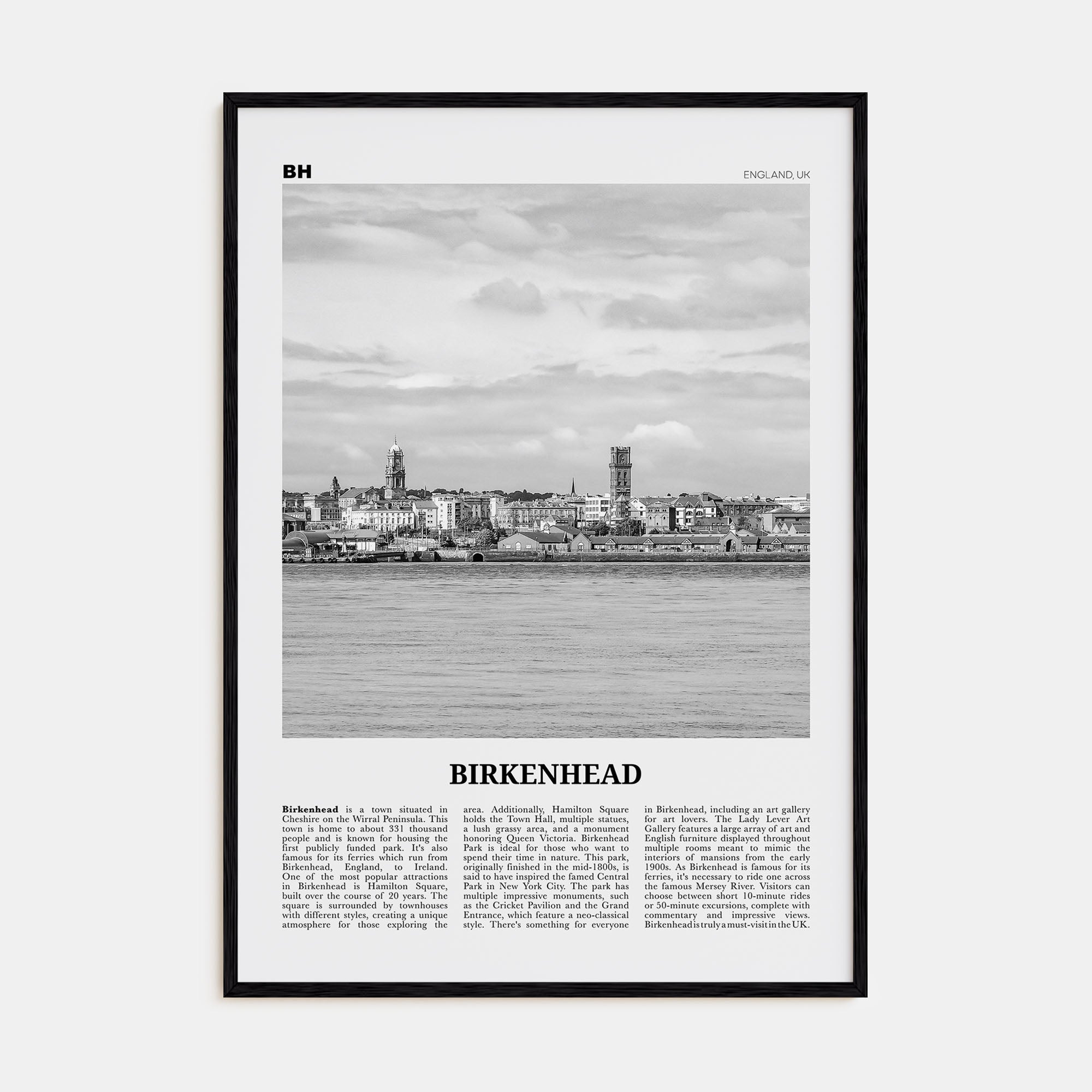 Birkenhead Travel B&W Poster