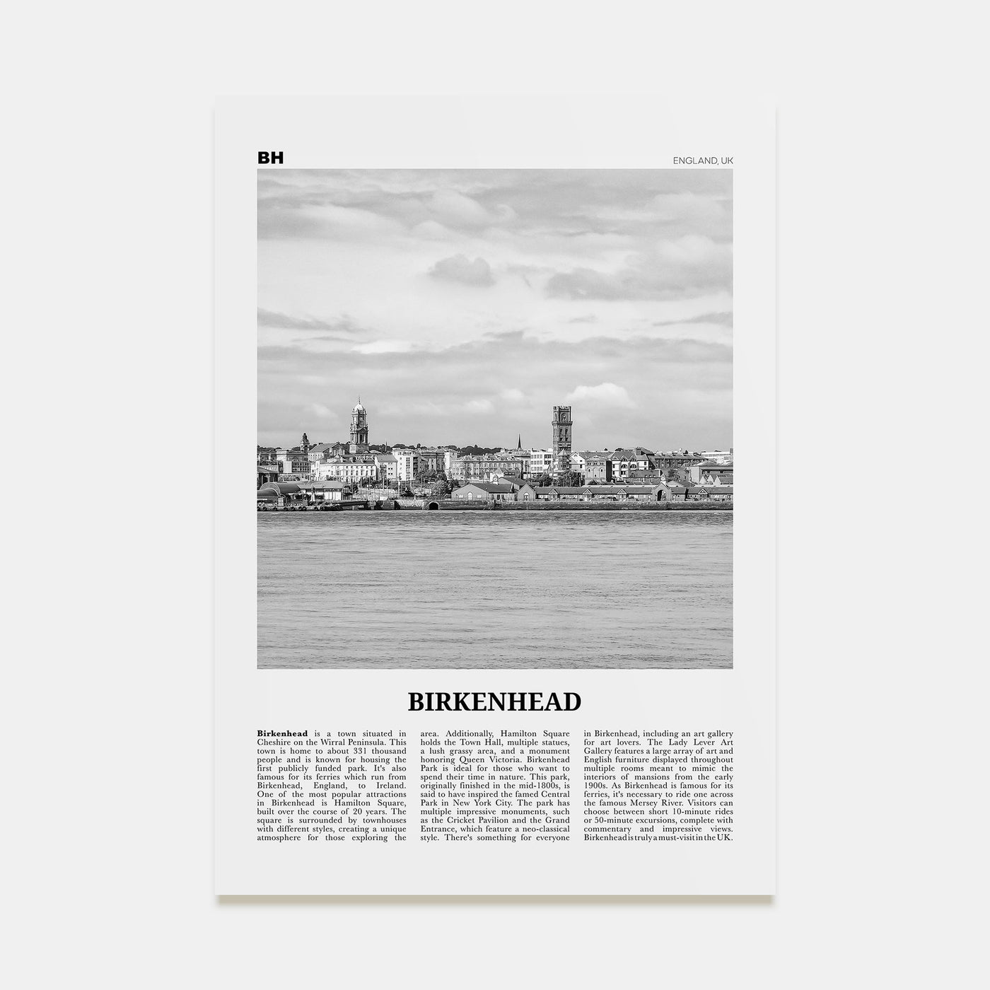 Birkenhead Travel B&W Poster