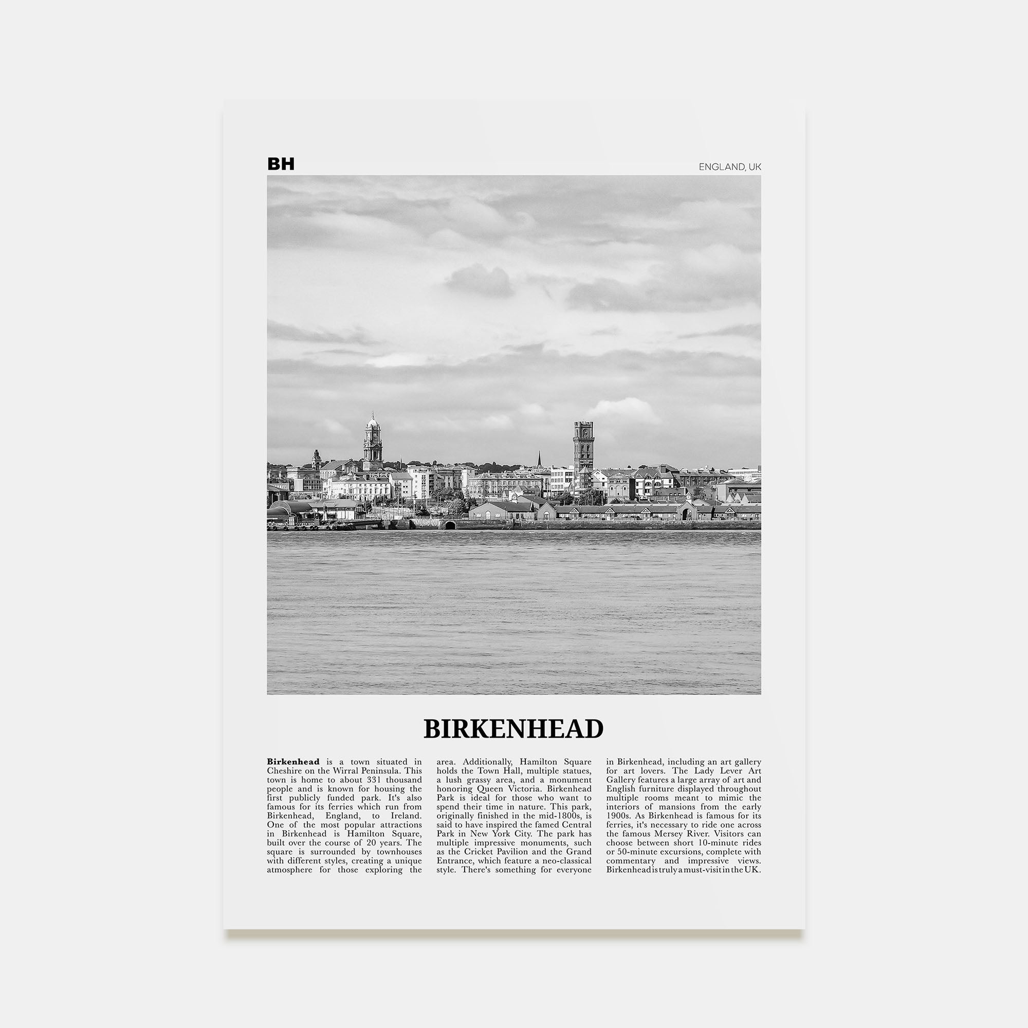 Birkenhead Travel B&W Poster