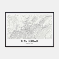 Birmingham, Alabama Map Landscape Poster