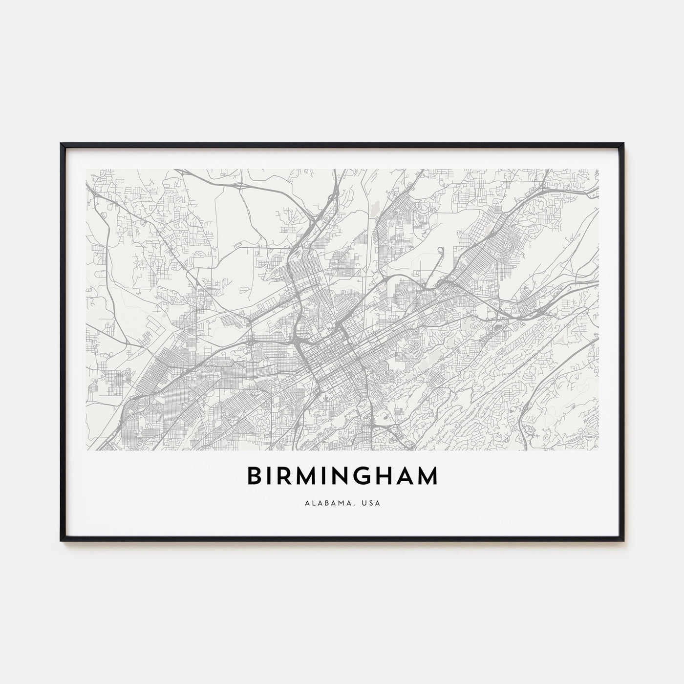Birmingham, Alabama Map Landscape Poster