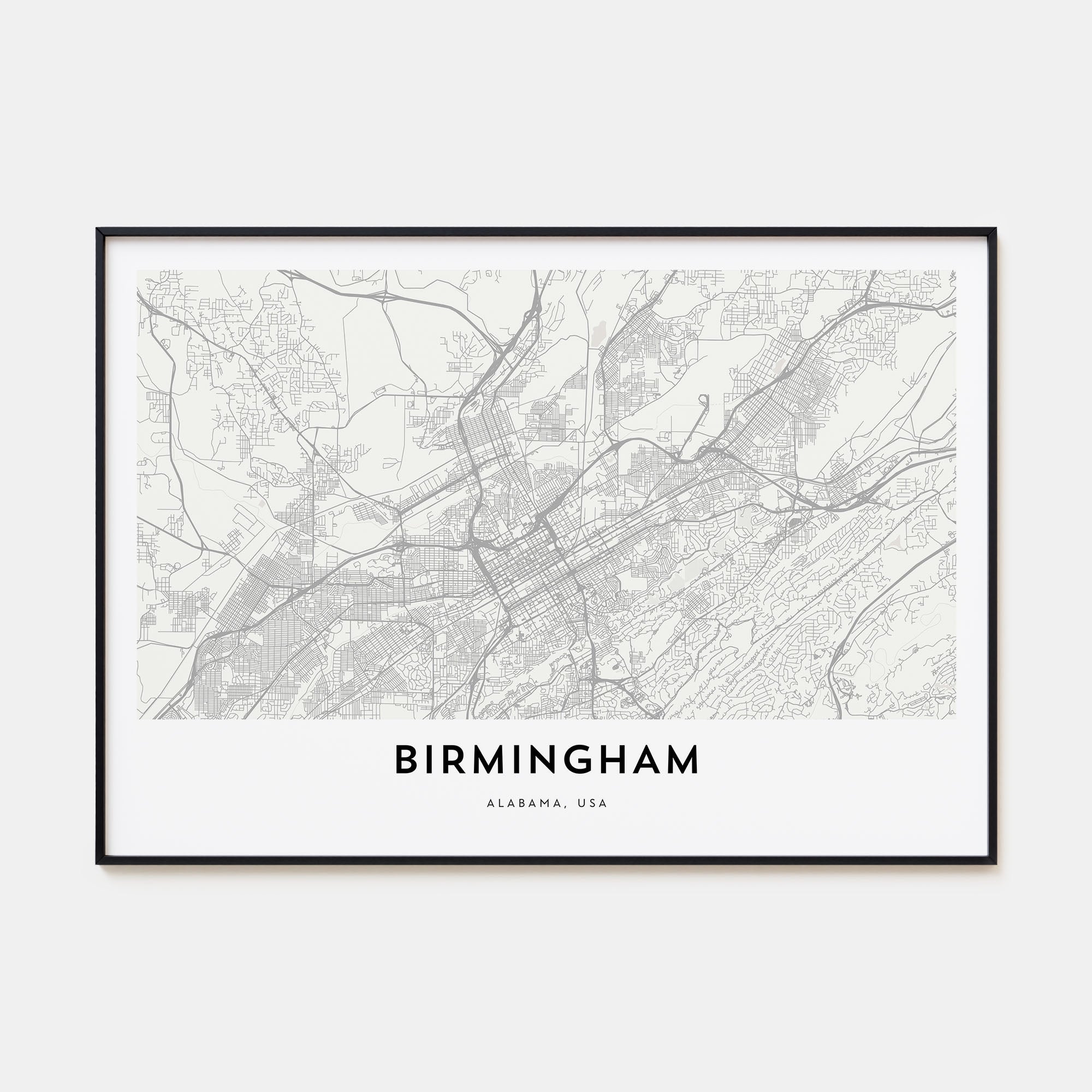 Birmingham, Alabama Map Landscape Poster