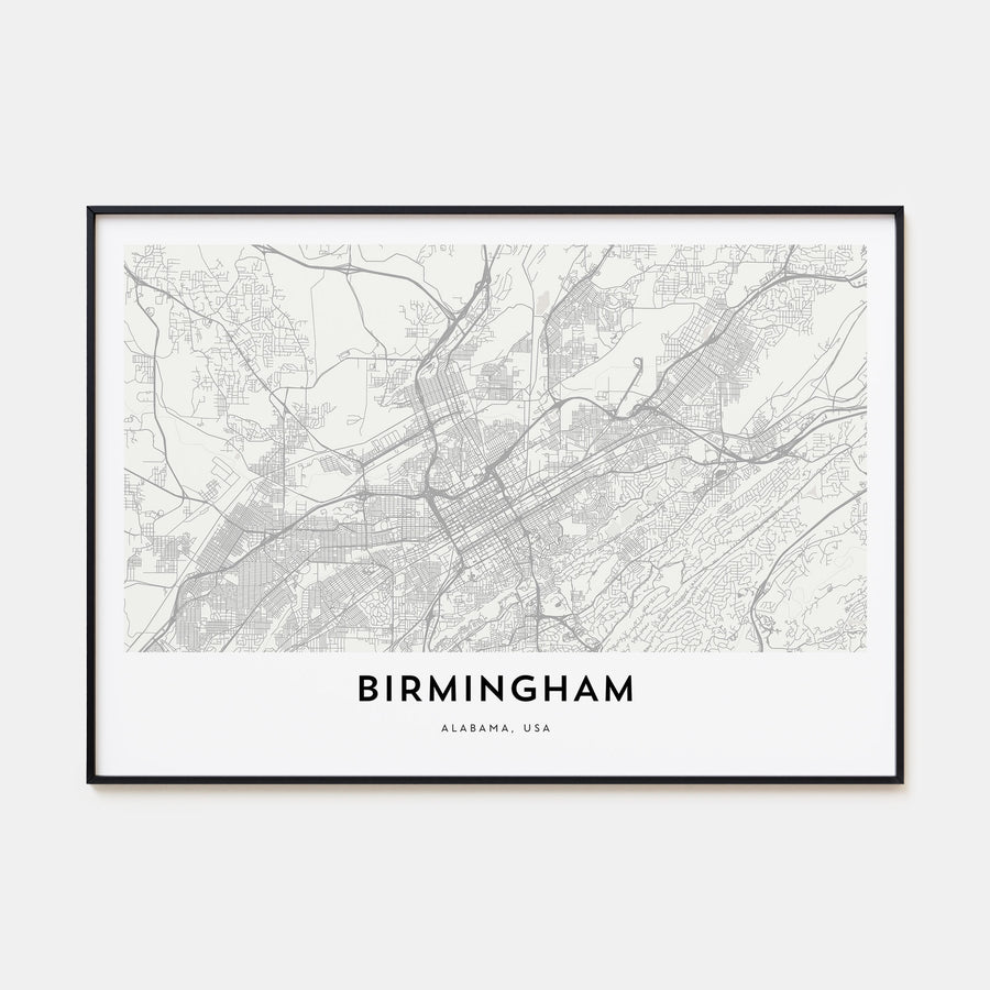 Birmingham, Alabama Map Landscape Poster