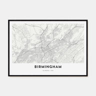 Birmingham, Alabama Map Landscape Poster