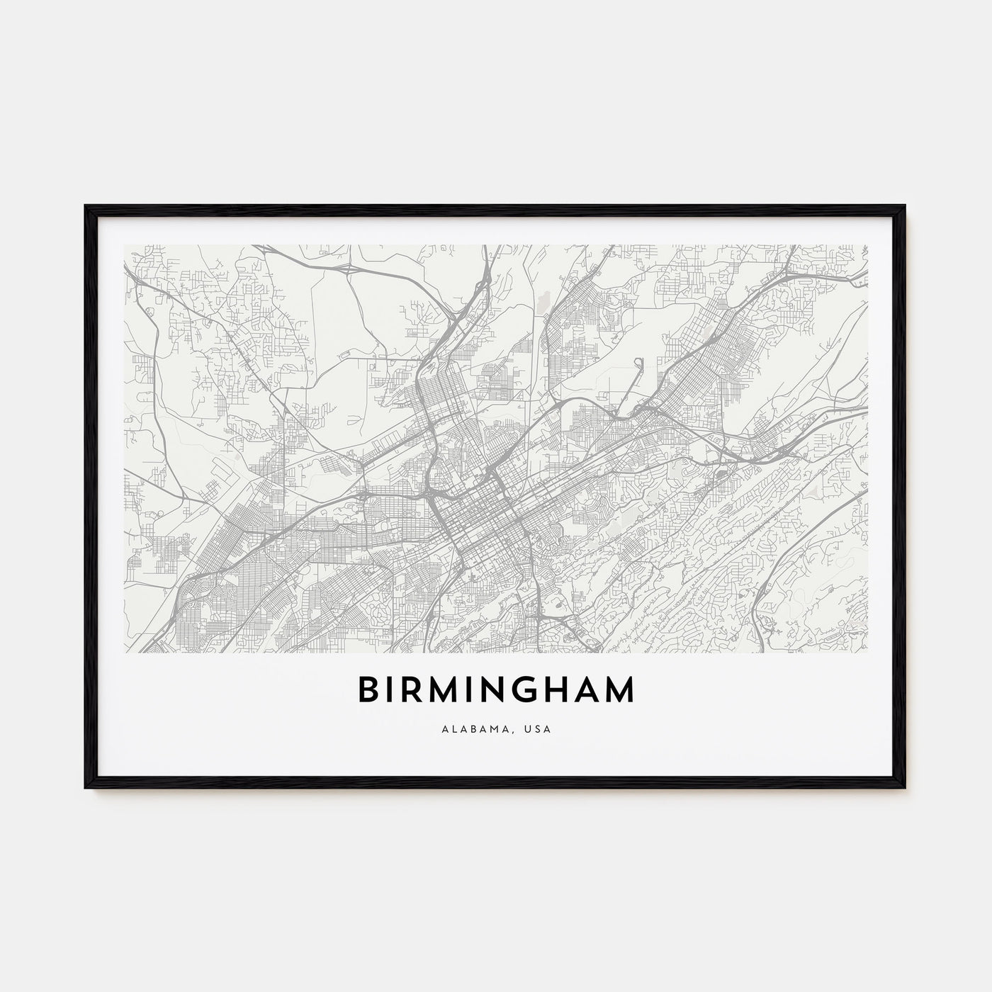Birmingham, Alabama Map Landscape Poster