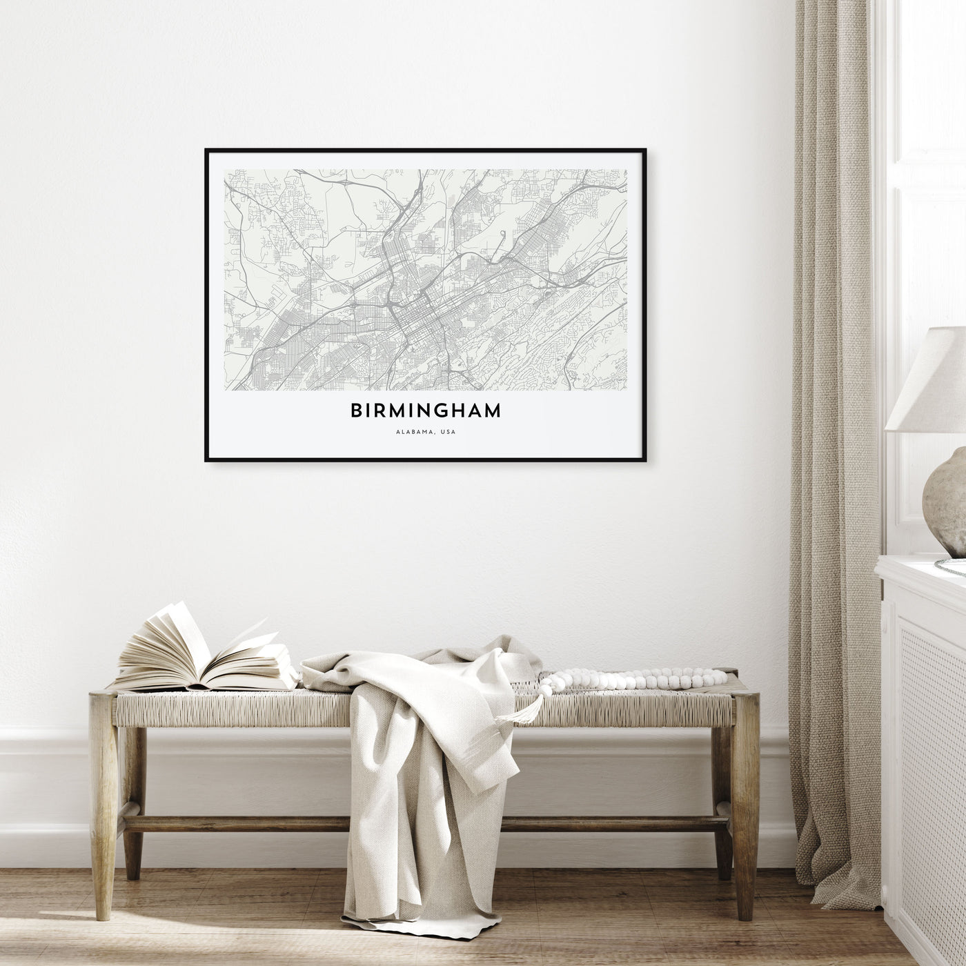Birmingham, Alabama Map Landscape Poster