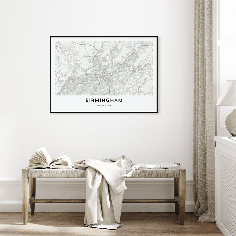 Birmingham, Alabama Map Landscape Poster