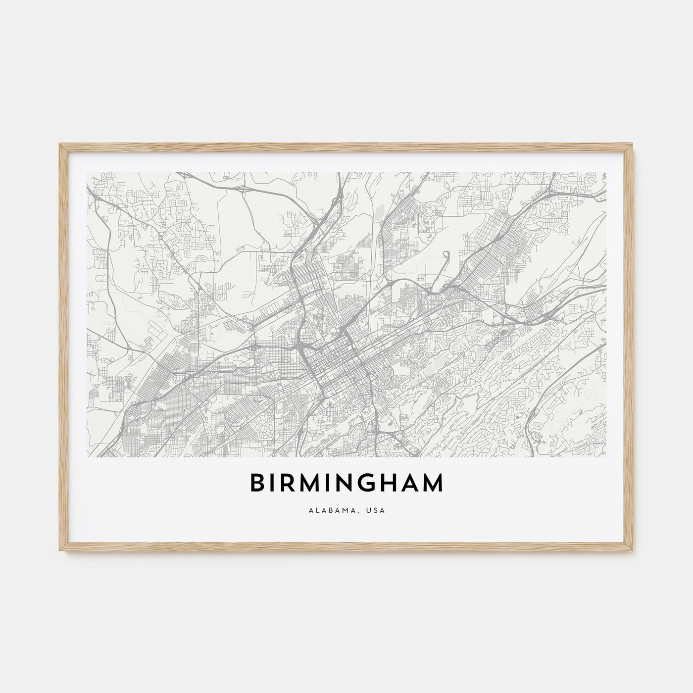 Birmingham, Alabama Map Landscape Poster