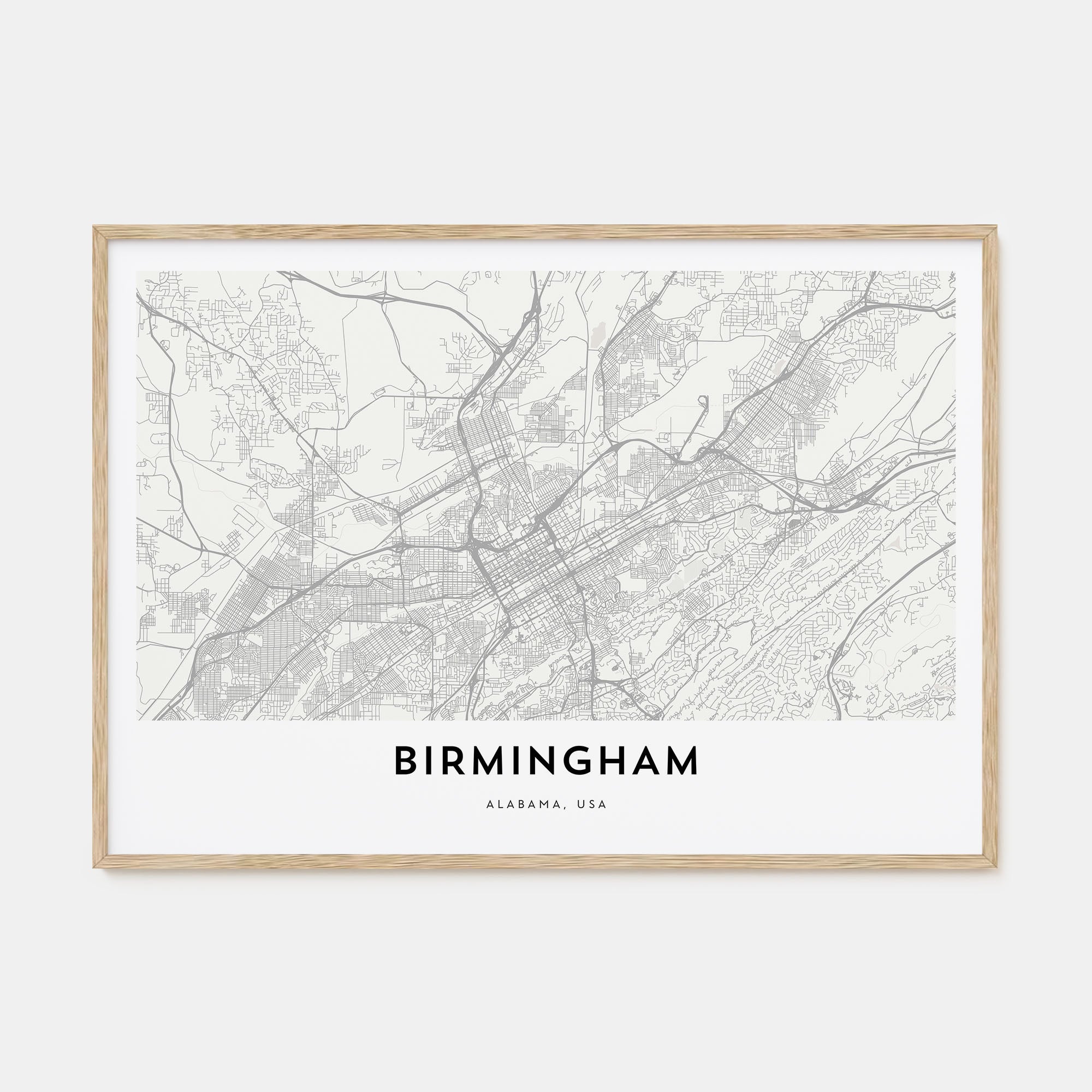 Birmingham, Alabama Map Landscape Poster