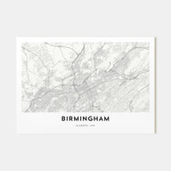 Birmingham, Alabama Map Landscape Poster