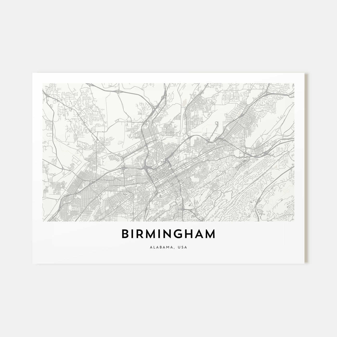 Birmingham, Alabama Map Landscape Poster