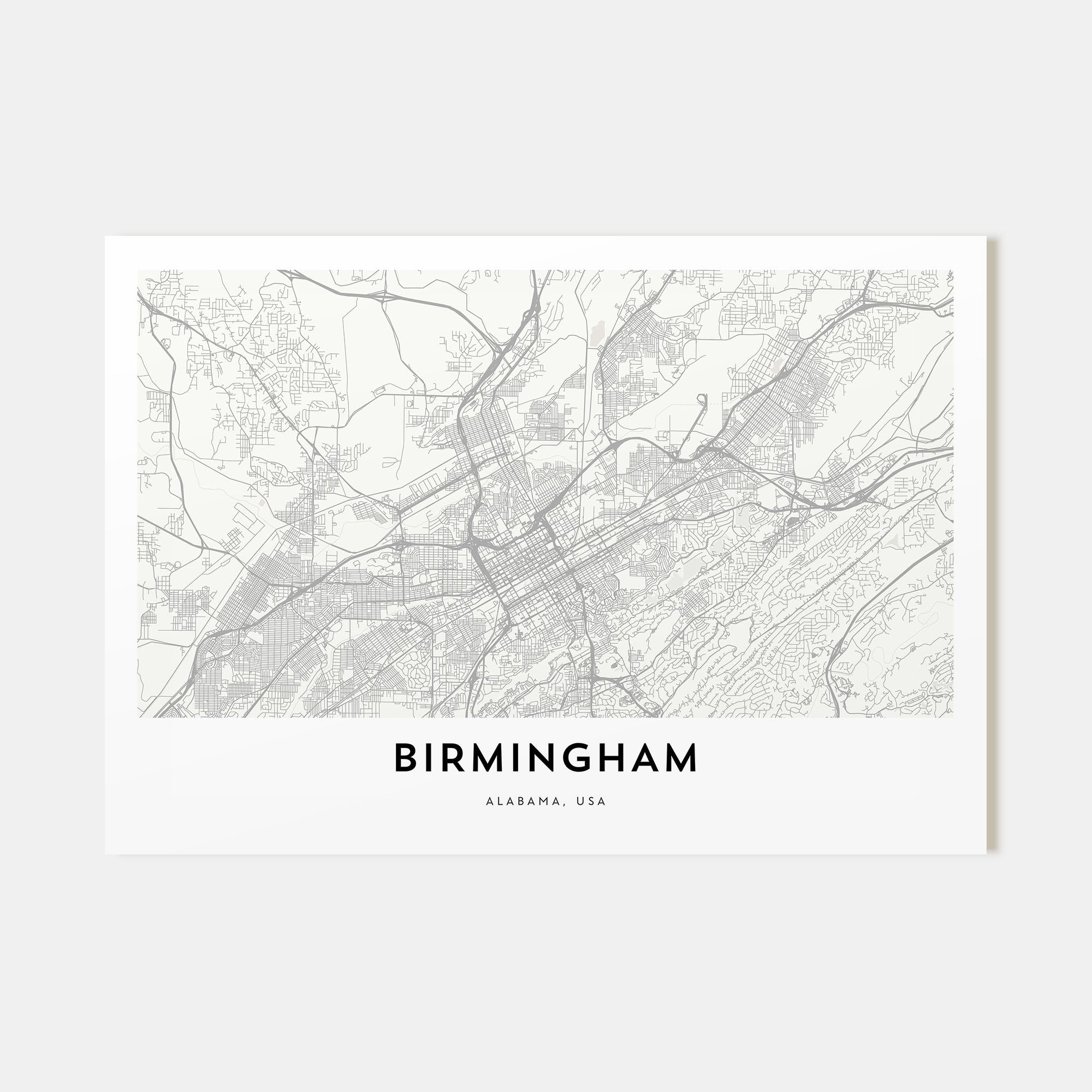 Birmingham, Alabama Map Landscape Poster