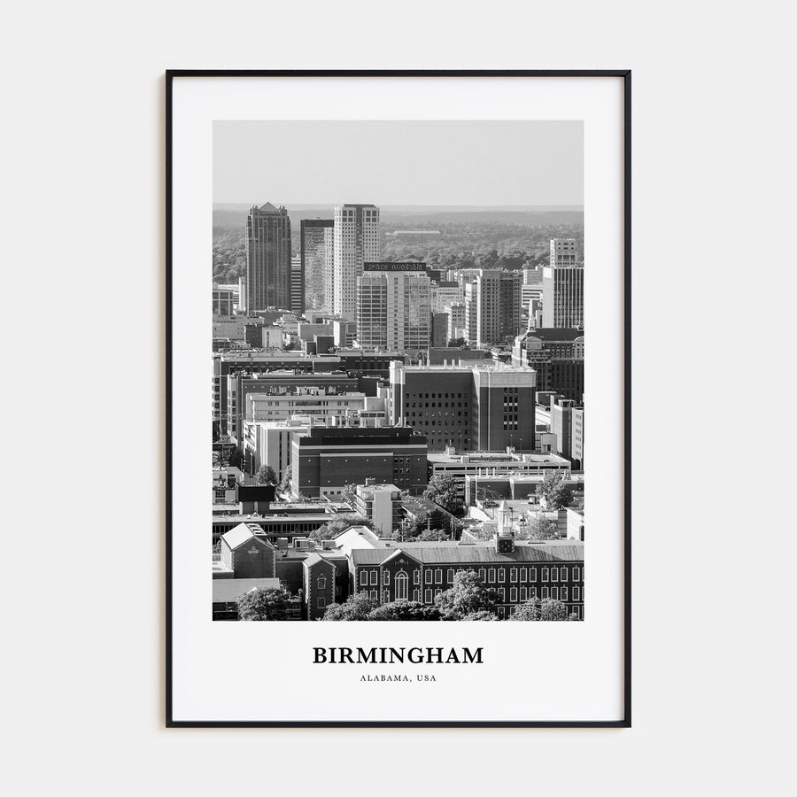 Birmingham, Alabama Portrait B&W Poster