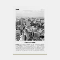 Birmingham, England Travel B&W Poster