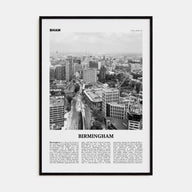 Birmingham, England Travel B&W Poster