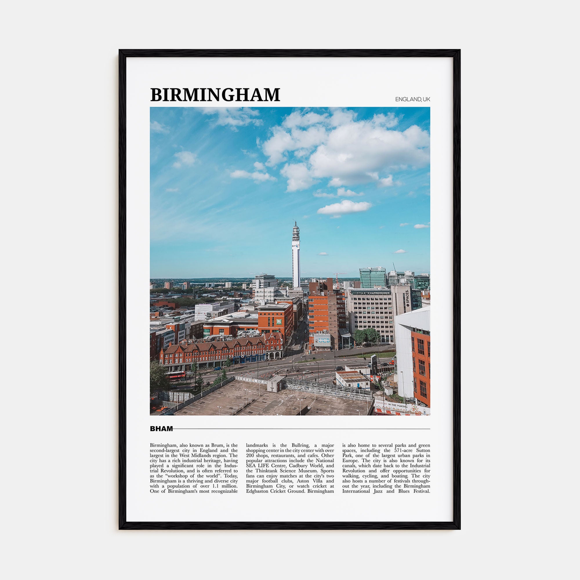 Birmingham, England Travel Color Poster