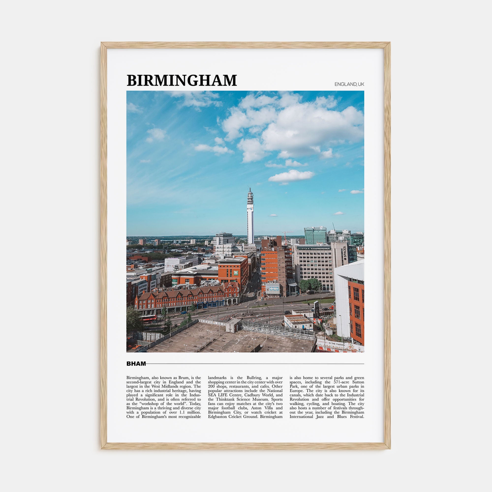 Birmingham, England Travel Color Poster