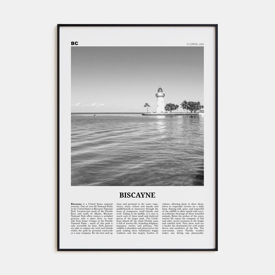 Biscayne National Park Travel B&W Poster