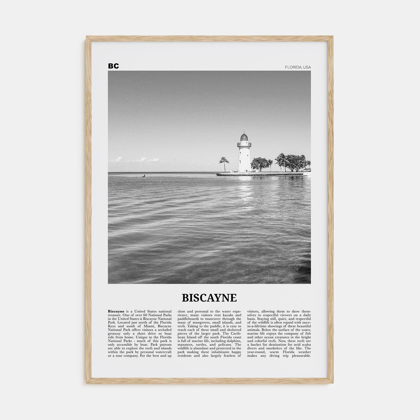 Biscayne National Park Travel B&W Poster
