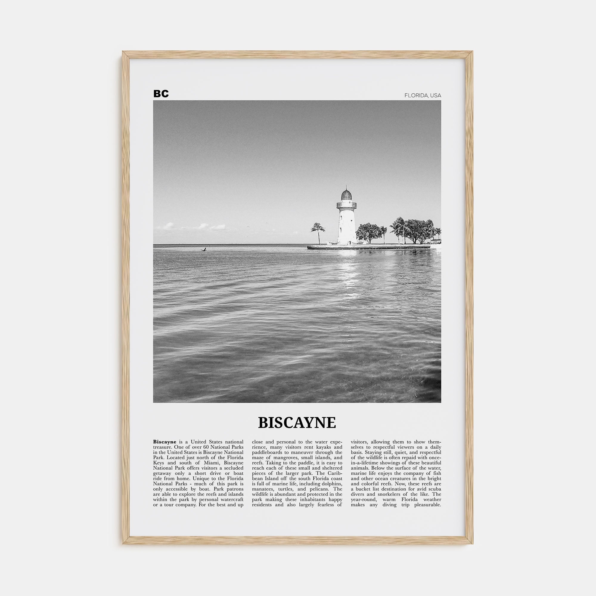 Biscayne National Park Travel B&W Poster