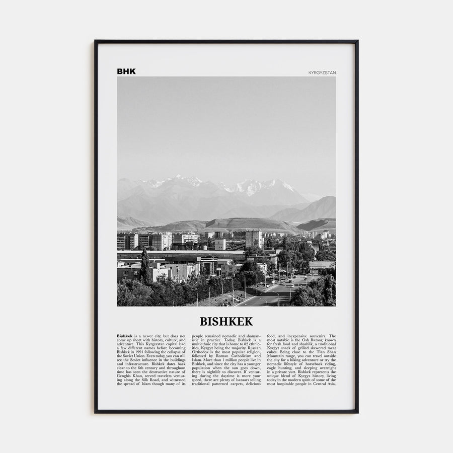 Bishkek Travel B&W Poster