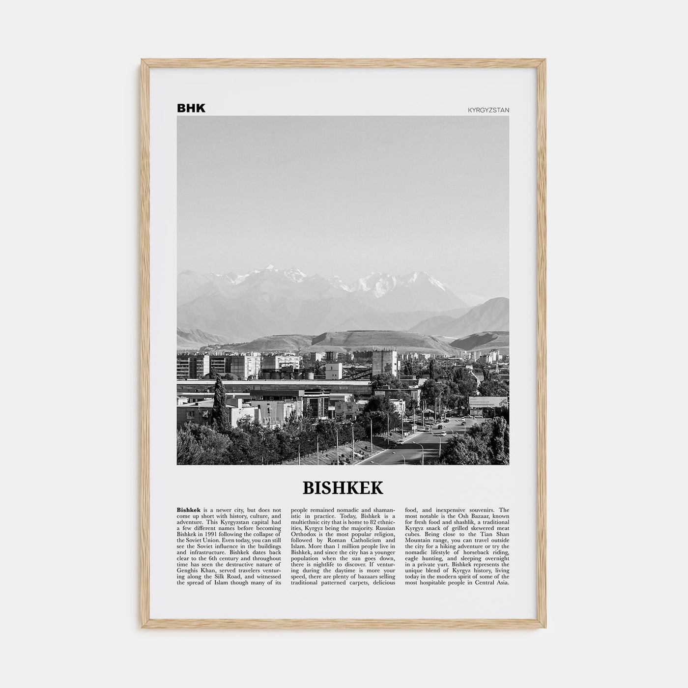 Bishkek Travel B&W Poster