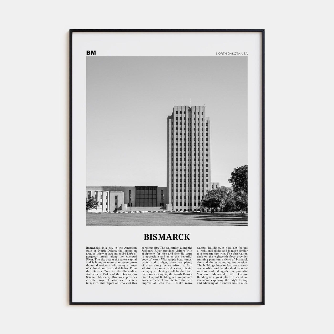 Bismarck Travel B&W Poster