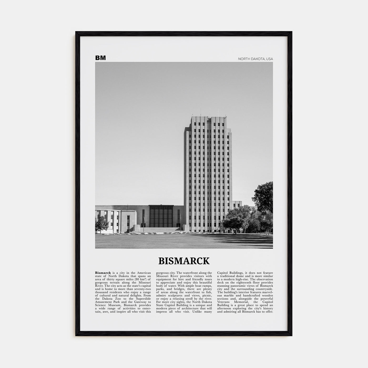 Bismarck Travel B&W Poster