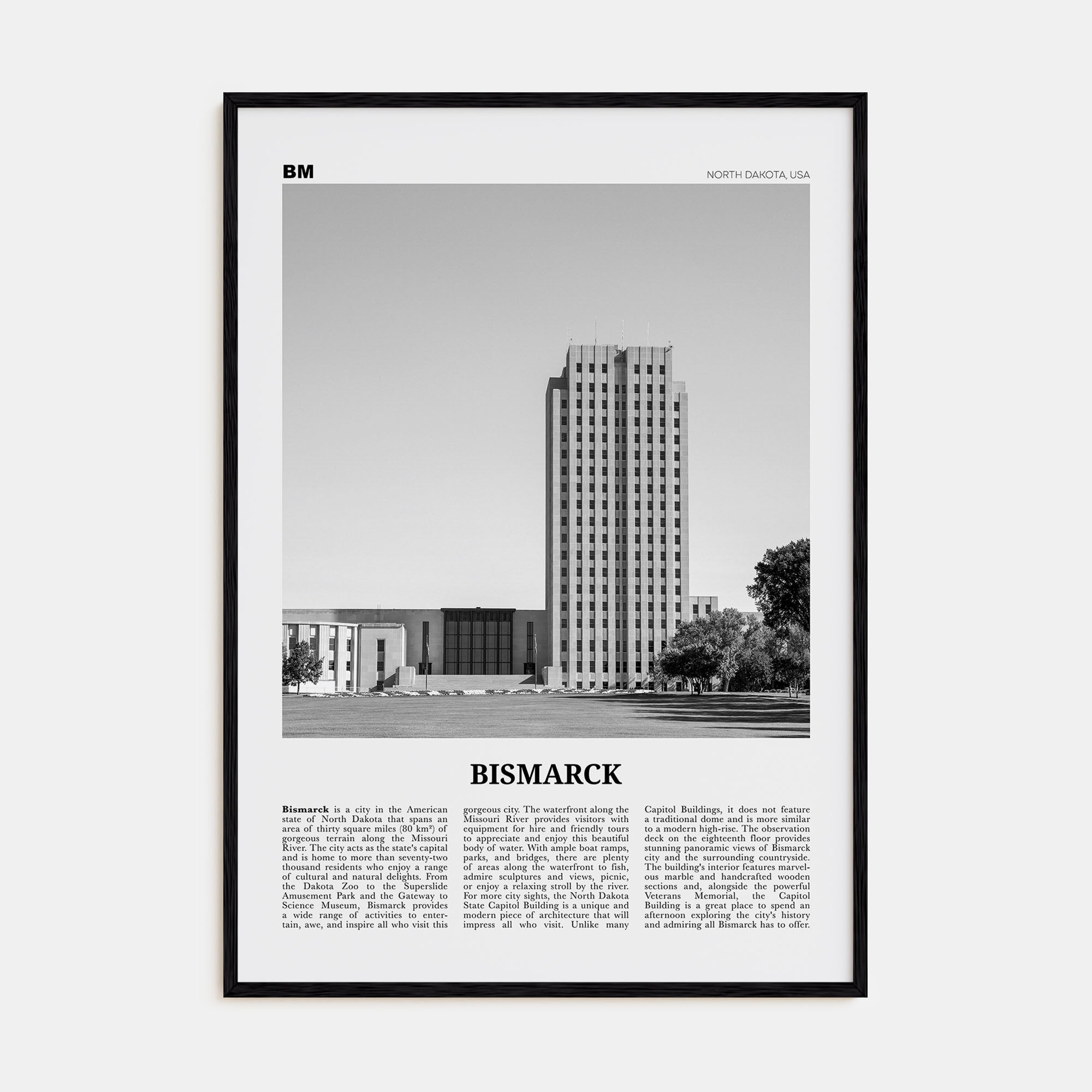 Bismarck Travel B&W Poster