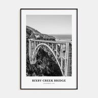Bixby Creek Bridge Portrait B&W Poster