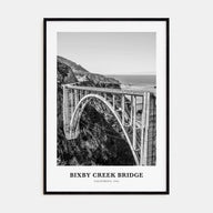 Bixby Creek Bridge Portrait B&W Poster