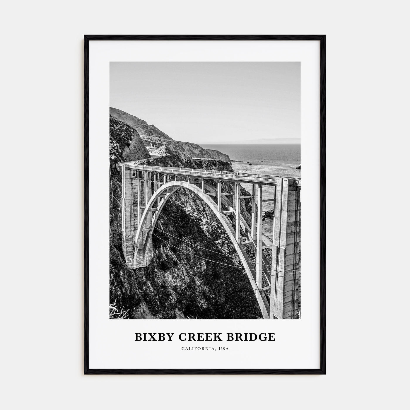 Bixby Creek Bridge Portrait B&W Poster