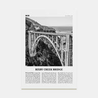 Bixby Creek Bridge Travel B&W Poster