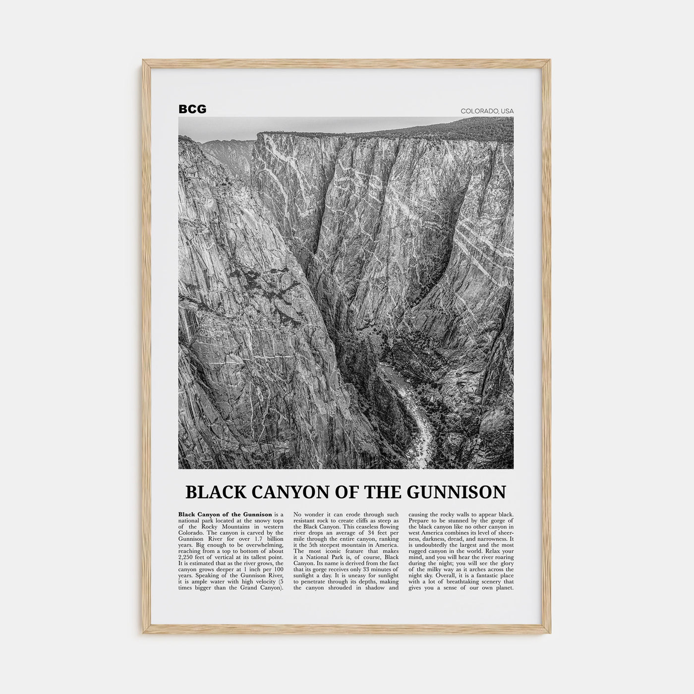 Black Canyon of the Gunnison National Park Travel B&W Poster