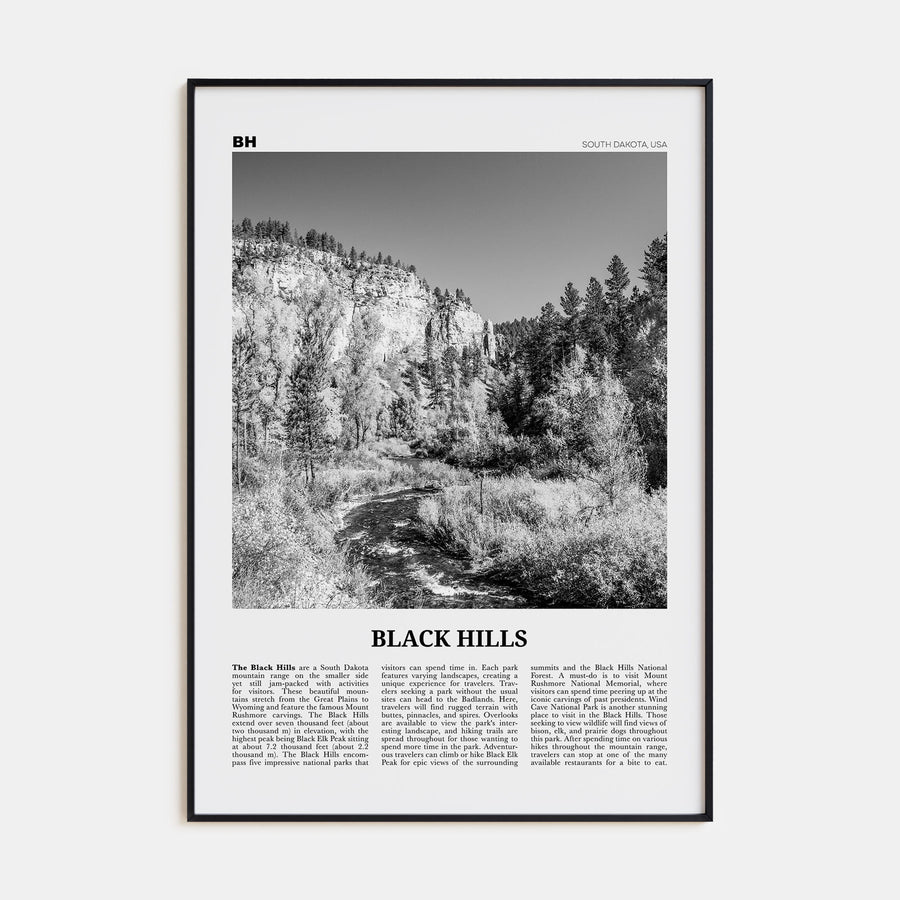 Black Hills Travel B&W Poster
