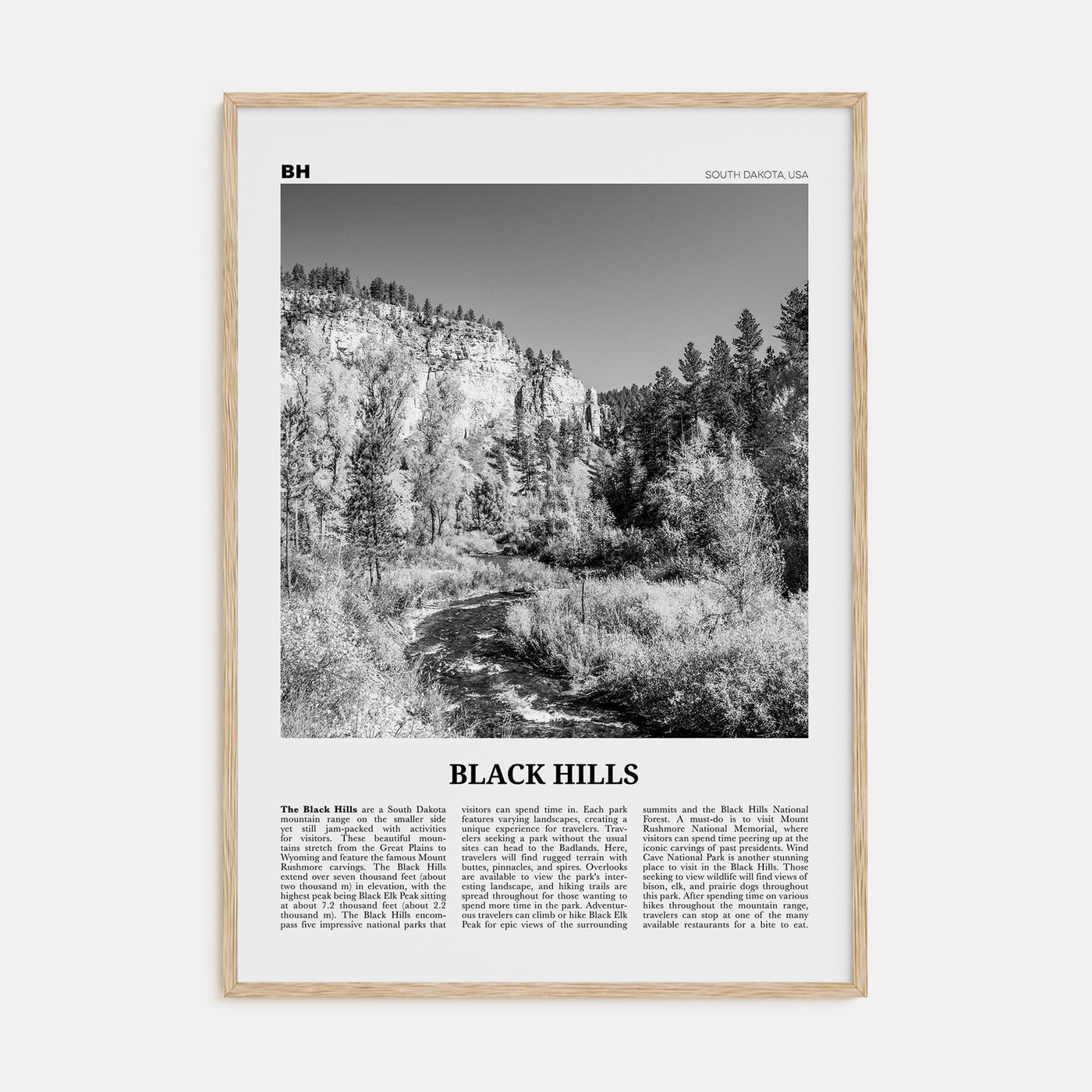 Black Hills Travel B&W Poster