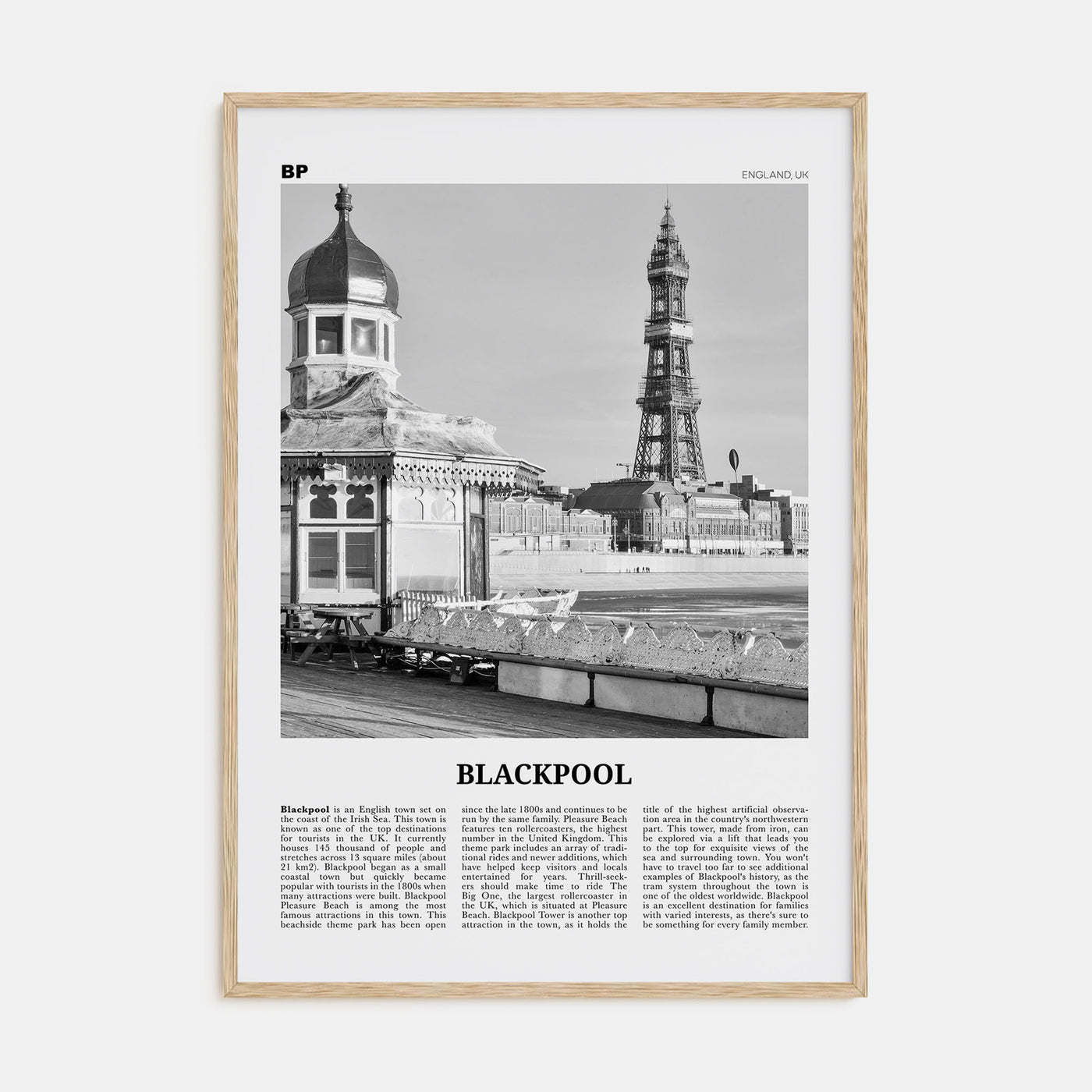 Blackpool Travel B&W Poster