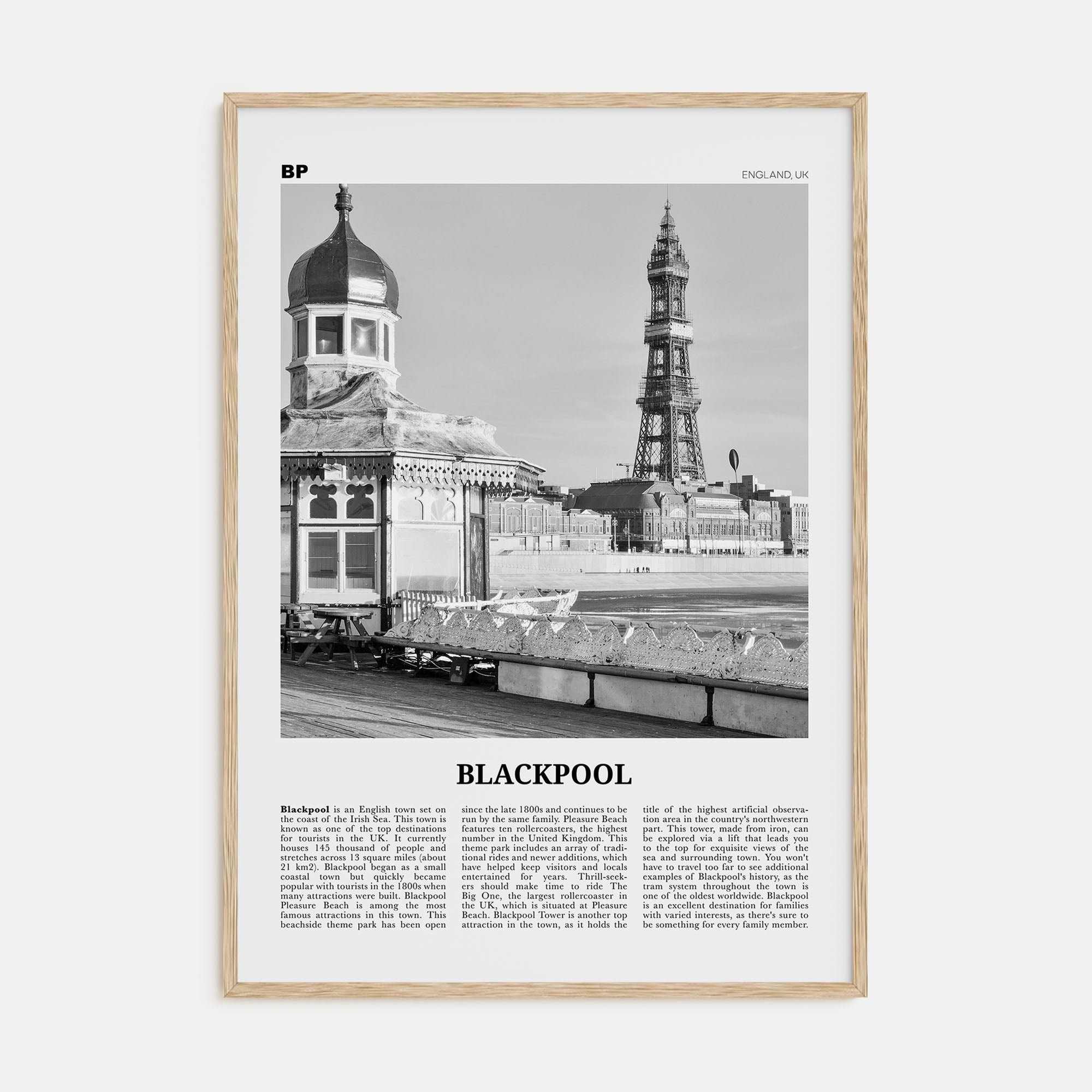 Blackpool Travel B&W Poster