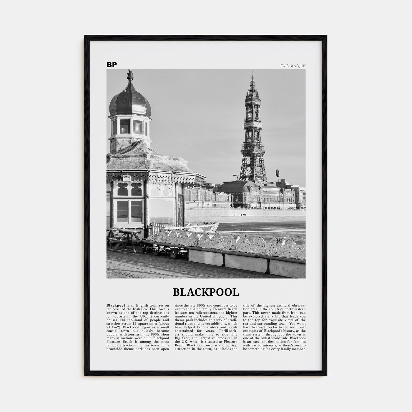 Blackpool Travel B&W Poster