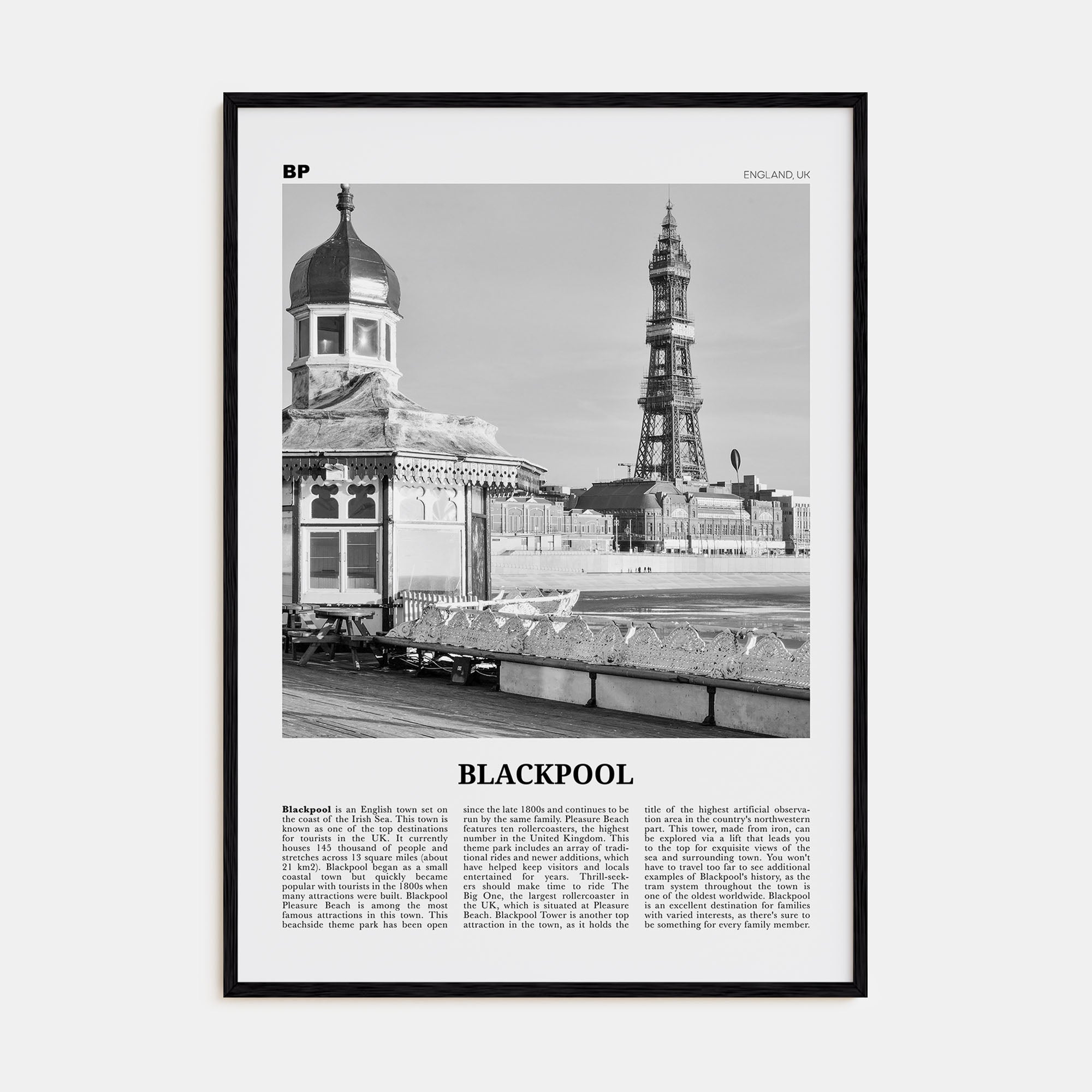 Blackpool Travel B&W Poster