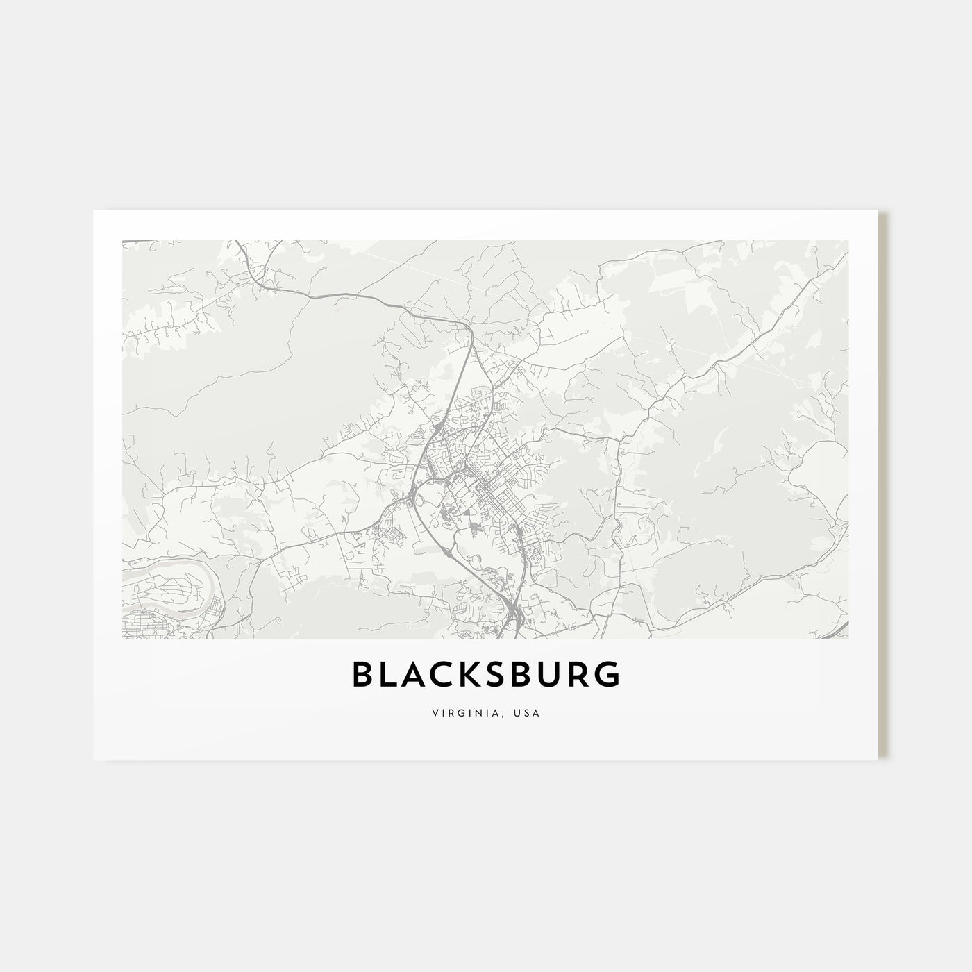 Blacksburg Map Landscape Poster