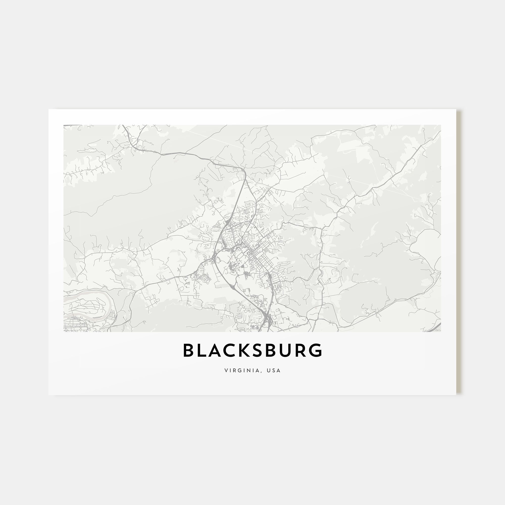 Blacksburg Map Landscape Poster