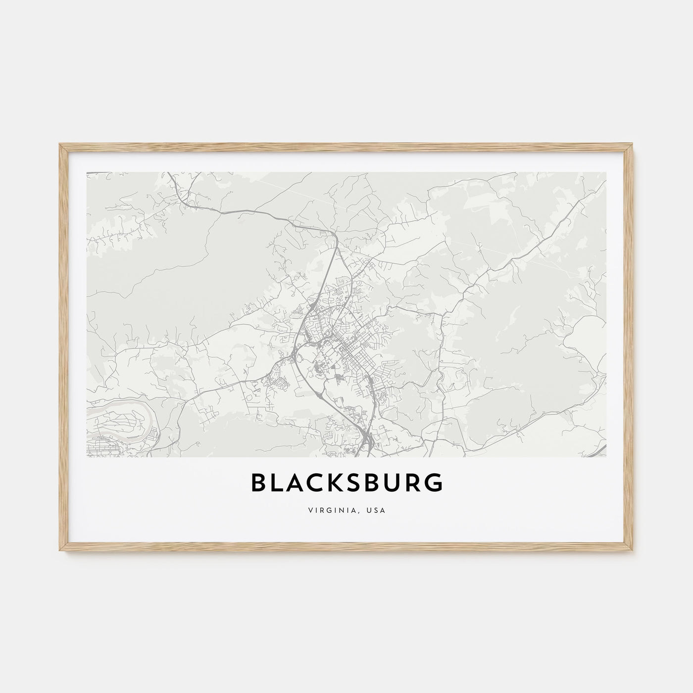 Blacksburg Map Landscape Poster