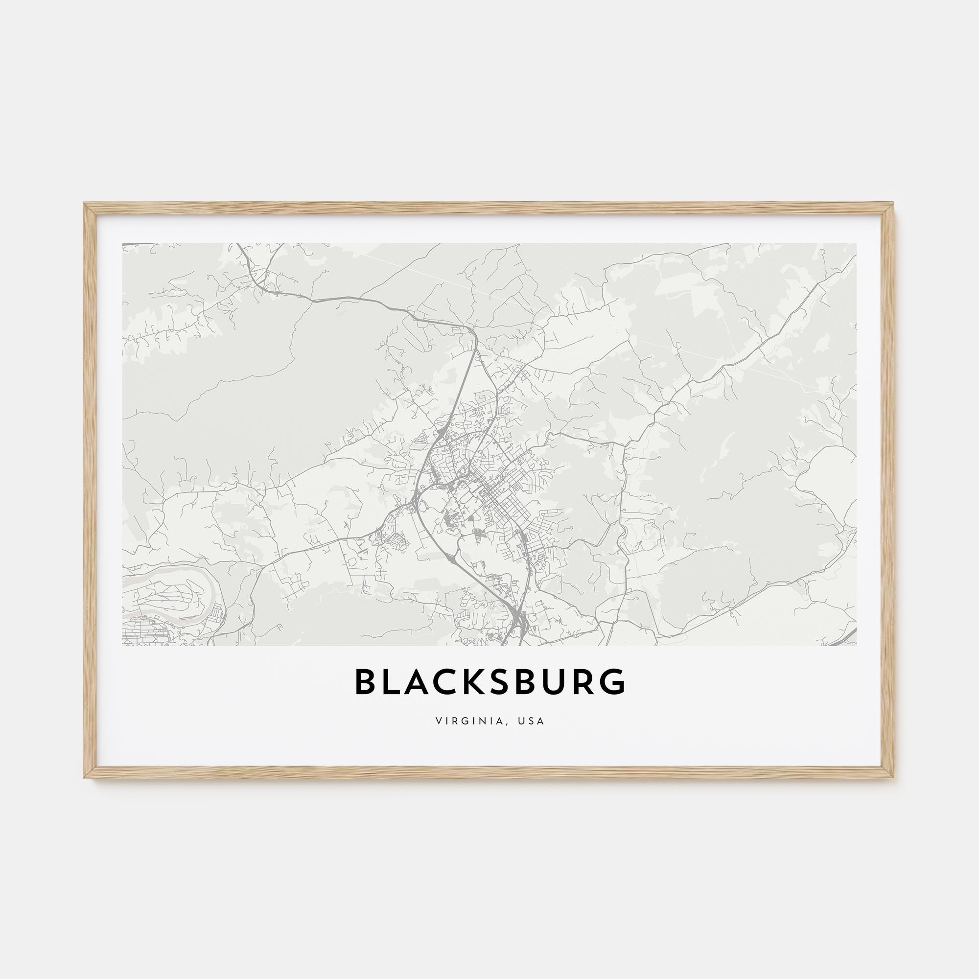 Blacksburg Map Landscape Poster