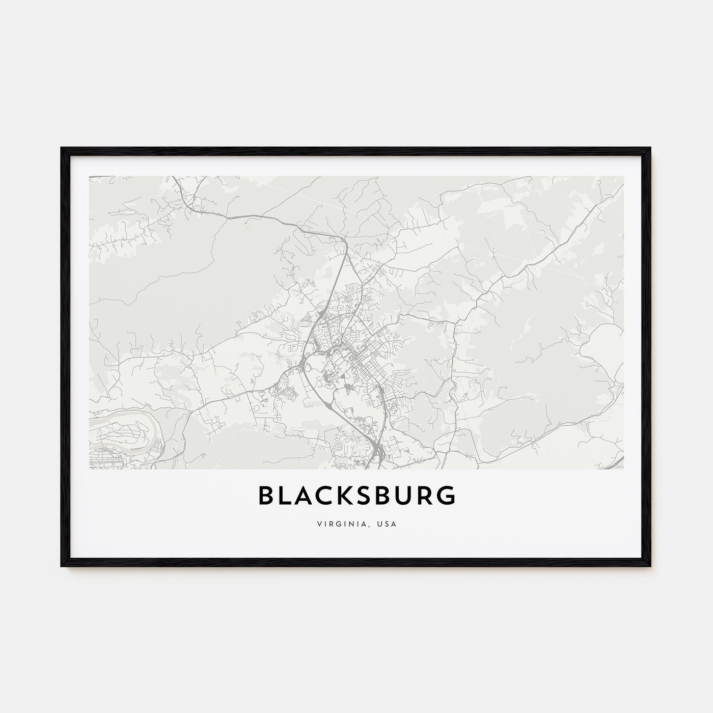Blacksburg Map Landscape Poster