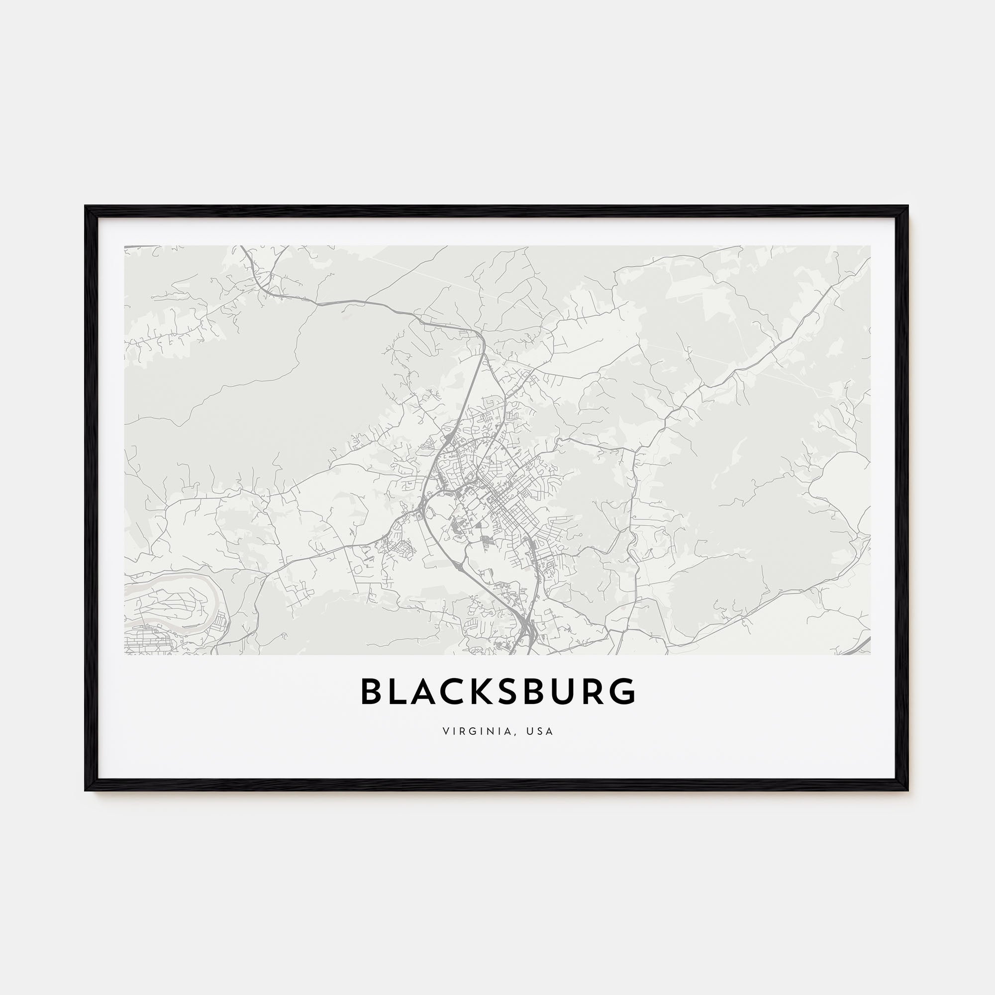 Blacksburg Map Landscape Poster