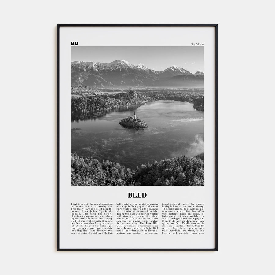 Bled Travel B&W Poster