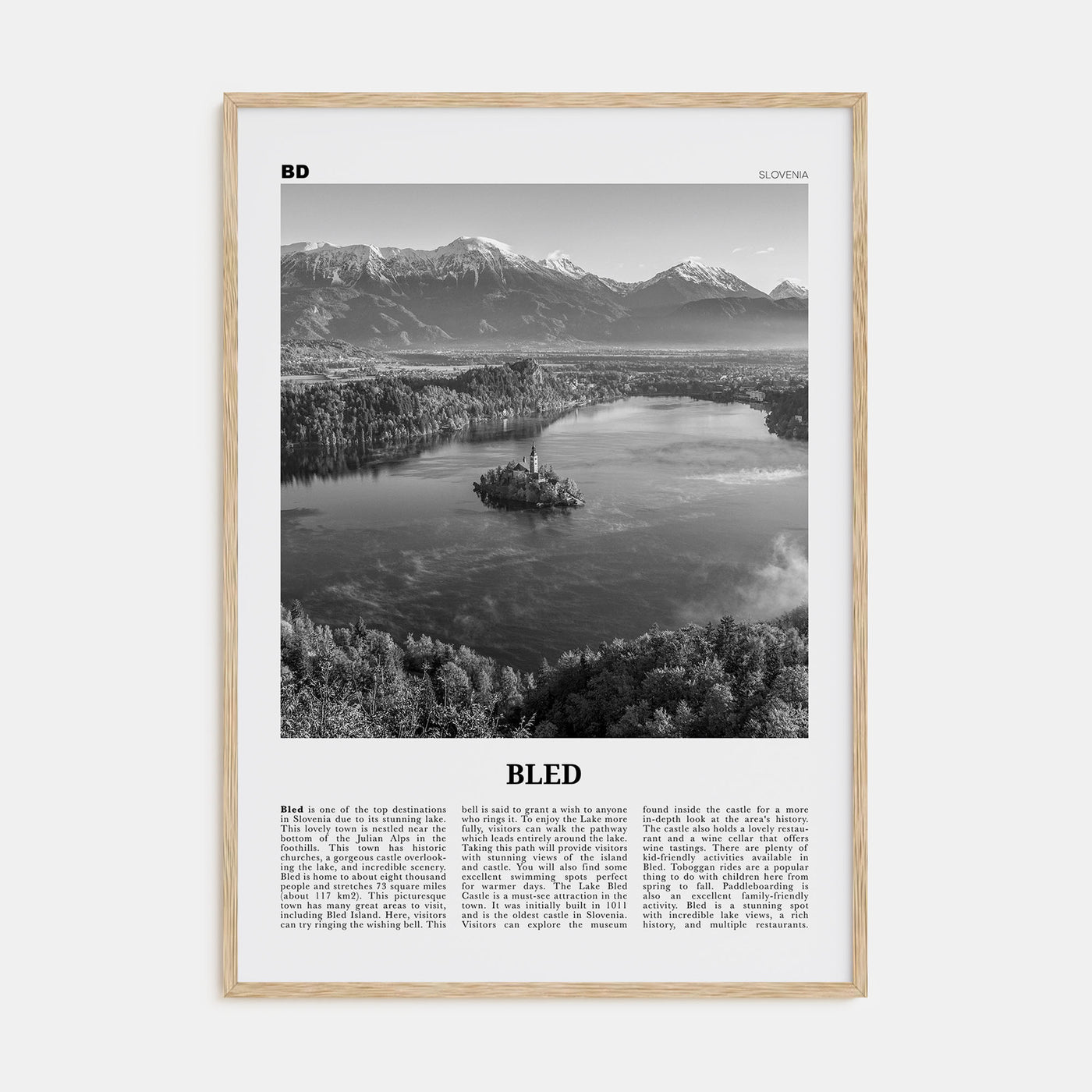 Bled Travel B&W Poster