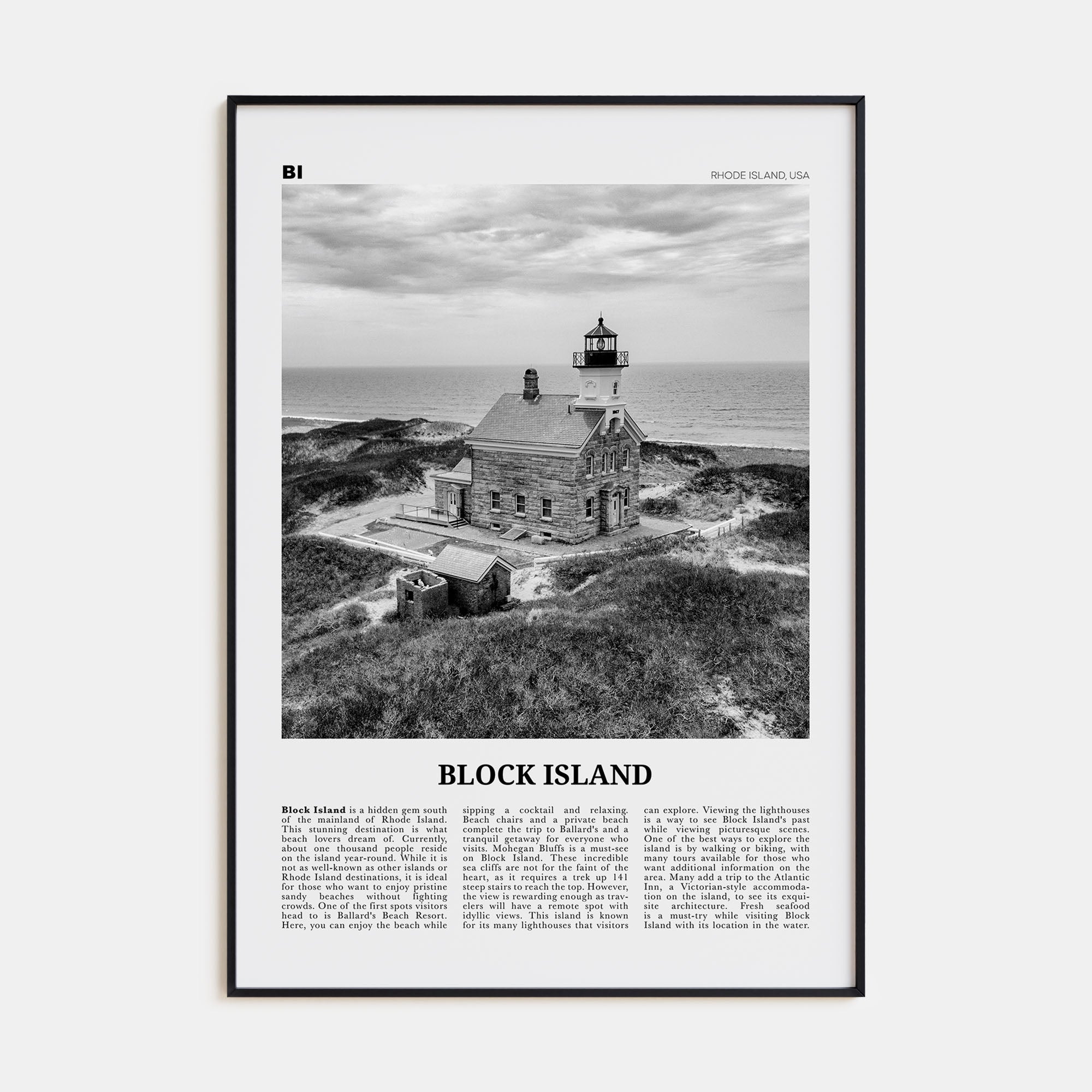 Block Island Travel B&W Poster